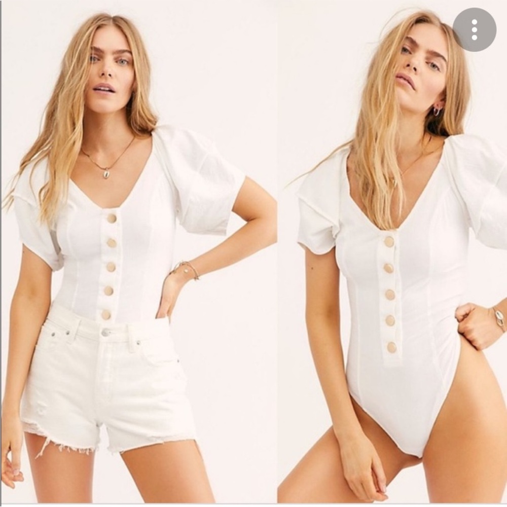 Free People Puff Sleeve Not Basic Bodysuit Size Small